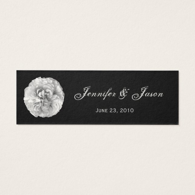 NOIR ARGENT BLANC Mariage Favor Carte de visite de (Dos)