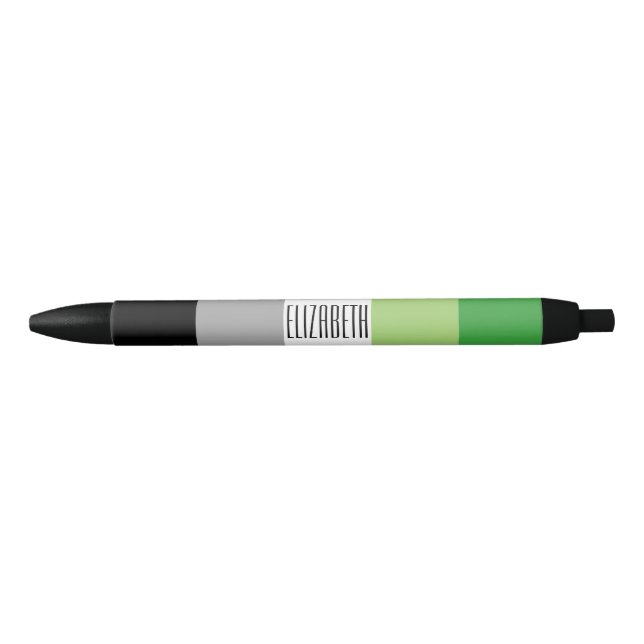 Noir Aromantic Nom du drapeau Stylo (Devant)