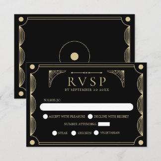 Noir Art Déco Mariage RSVP