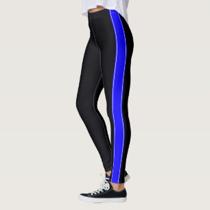 Noir avec Bleu Néon Bleu Bandes Leggings