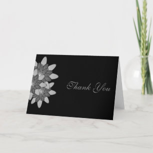 Noir avec Gris et Argent Floral Lotus Merci