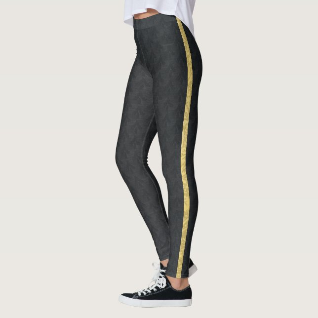 Noir avec Leggings à bandes d'or (Gauche)