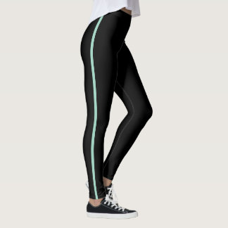 Noir avec Leggings en bande de menthe