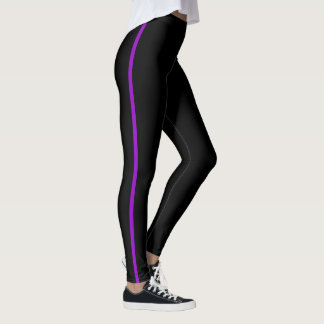 Noir avec Leggings en bande violet