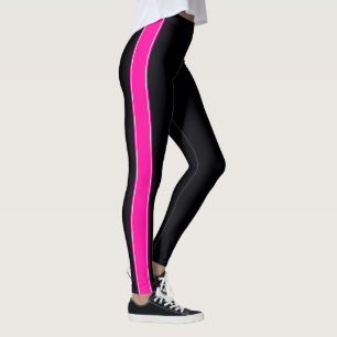 Noir avec Neon Pink Stripes Leggings