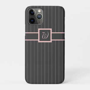 Noir avec Pinstripes rose Coque-Mate Coque