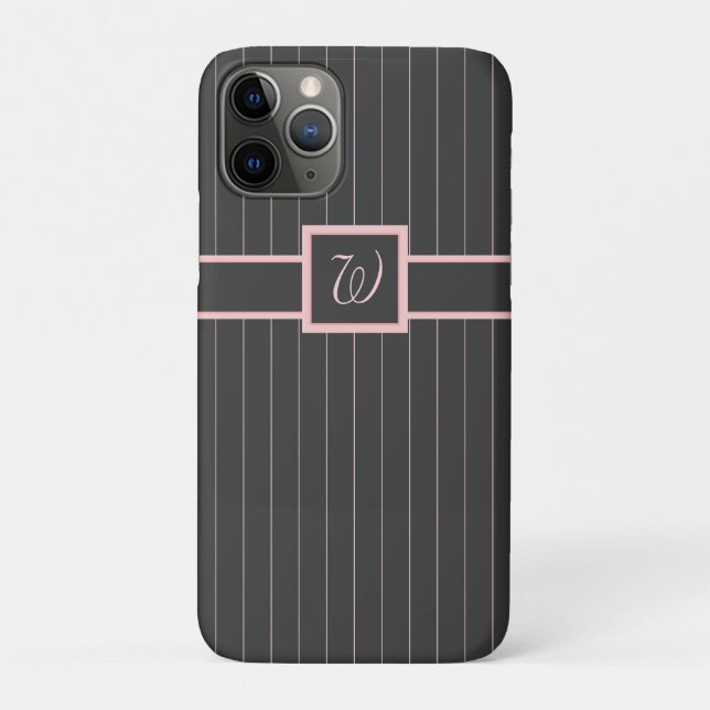 Noir avec Pinstripes rose Coque-Mate Coque (Dos)