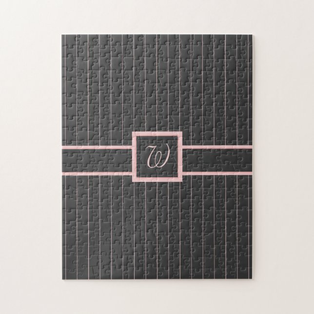 Noir avec Pinstripes rose Puzzle (Vertical)