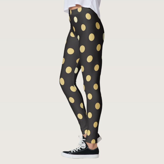 Noir avec point d'or leggings motifs (Gauche)