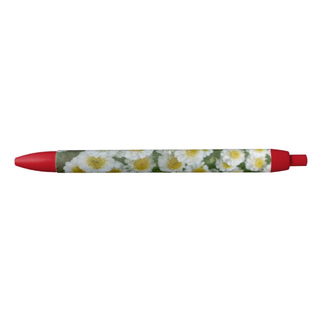 Noir Blanc avec coeur jaune Fleurs rouge Stylo (Devant)