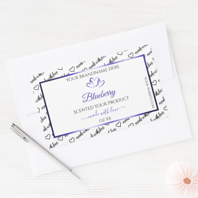 Noir Blanc Cloud Produit Étiquette Coeurs Bleus (Enveloppe)