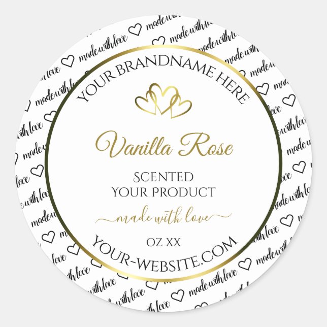 Noir Blanc Cloud Produit Étiquette Coeurs d'or (Devant)