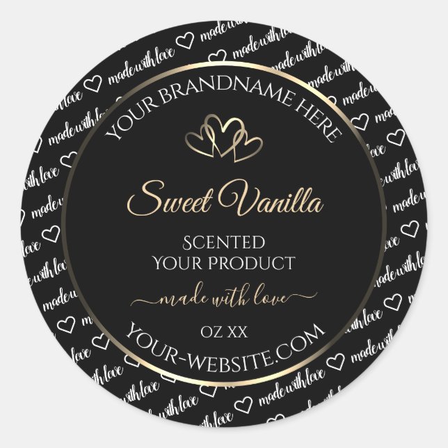 Noir Blanc Cloud Produit Étiquette Gold Frame (Devant)