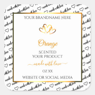 Noir Blanc Cloud Produit Étiquette Orange Coeurs