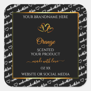 Noir Blanc Cloud Produit Étiquette Orange Coeurs