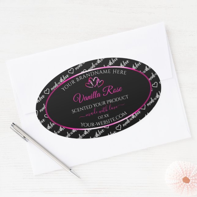 Noir Blanc Cloud Produit Étiquettes Coeurs roses (Enveloppe)