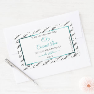 Noir Blanc Cloud Produit Étiquettes Coeurs Turquoi