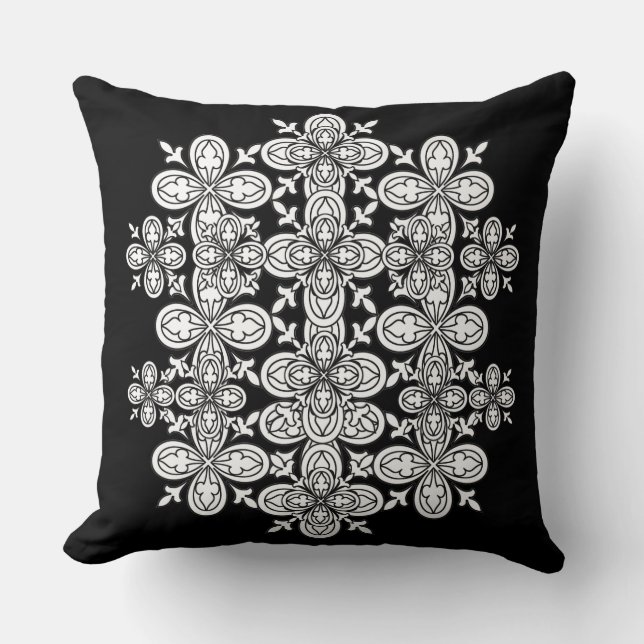 Noir & Blanc Couleur Me Abstrait Pétales Coussin 2 (Recto)