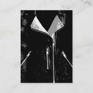 Noir blanc de carte de visite de veste en cuir