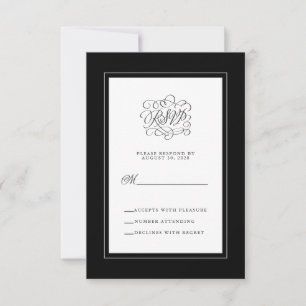 Noir Blanc Élégant Mariage Réponse Boîtier Chic