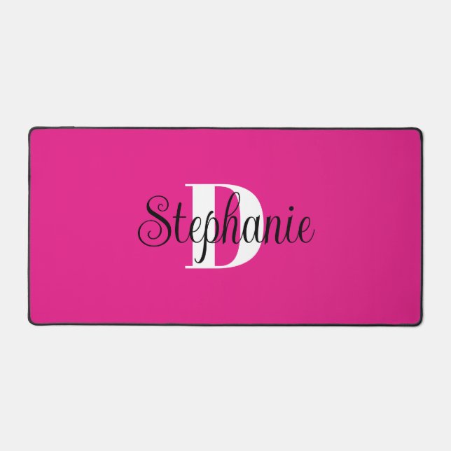 Noir blanc et rose chaud mignon fille Monogramme (Recto)