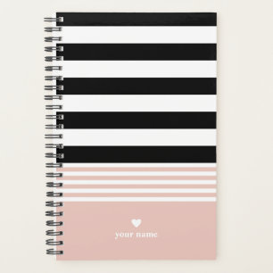 Noir, blanc et rose rayé personnalisé