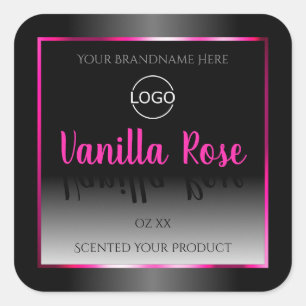 Noir Blanc Étiquette Glamor Rose Frame Logo