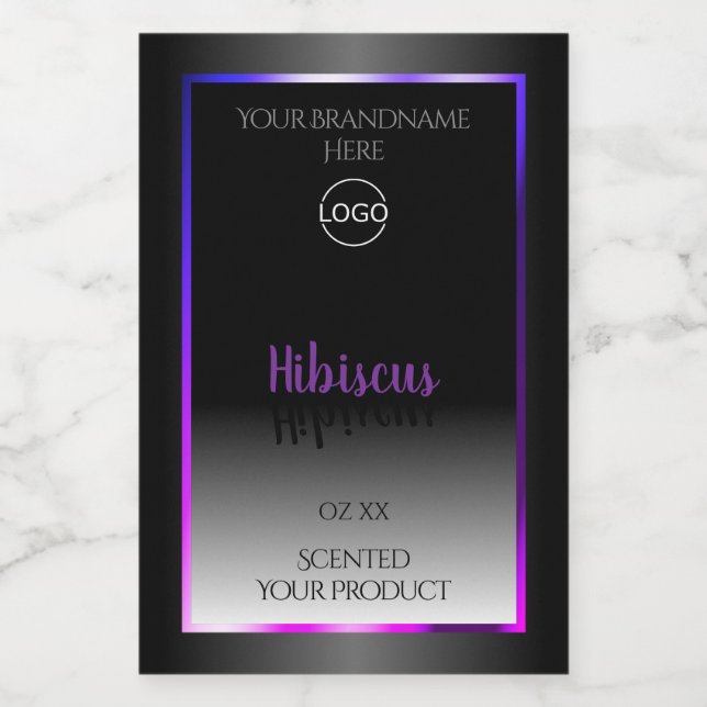 Noir Blanc Étiquette violet rose cadre Logo (Étiquettes simples)