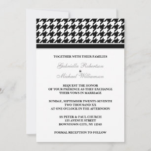 Noir Blanc Formal Houndstooth Invitations de maria