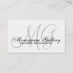 Noir Blanc Gris Monogrammes Carte de visite simple
