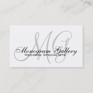 Noir Blanc Gris Monogrammes Carte de visite simple