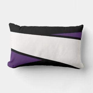 Noir, Blanc, Lilac Stripes Design, Lumbar Coussin