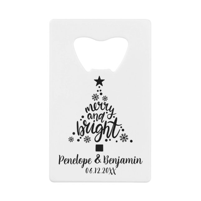 Noir & Blanc Mariage de Noël Faveurs Merci de Noël (Devant)