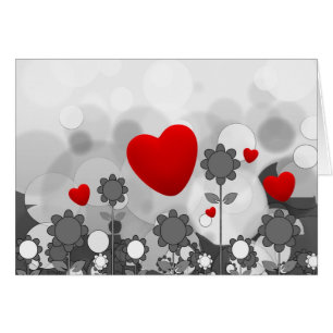 Noir/blanc mignon/gris fleurit le coeur de rouge