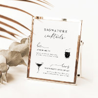 Noir Blanc Moderne Signature Élégante Boissons Sig