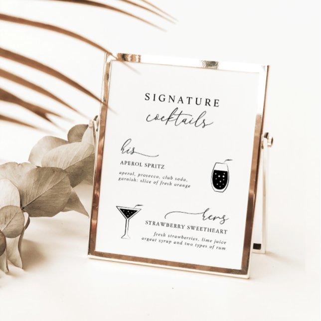 Noir Blanc Moderne Signature Élégante Boissons Sig (Créateur téléchargé)