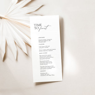 Noir & Blanc Moderne "Time To Feast" Menu Mariage