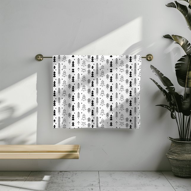 Noir Blanc Monochrome Arbres de Noël Minimal (Créateur téléchargé)