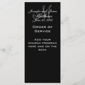 Noir Blanc Monogramme Programmes de mariage