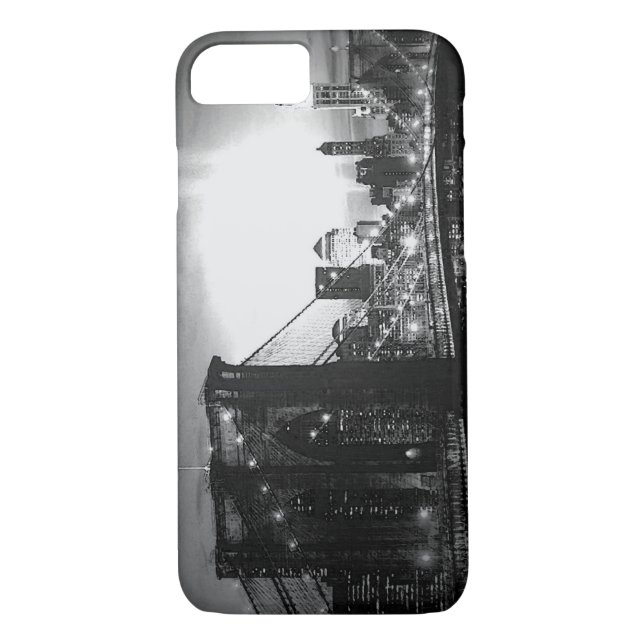 Noir blanc New York City Night iPhone 7 Coque (Dos)