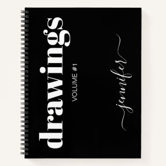 Noir blanc Nom de script Livre de croquis personna