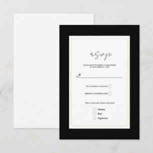 Noir Blanc Or Mariage Moderne Minimaliste RSVP