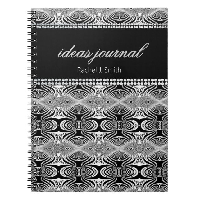 Noir Blanc Personnalisé Nom Trippy Idées Carnet (Devant)