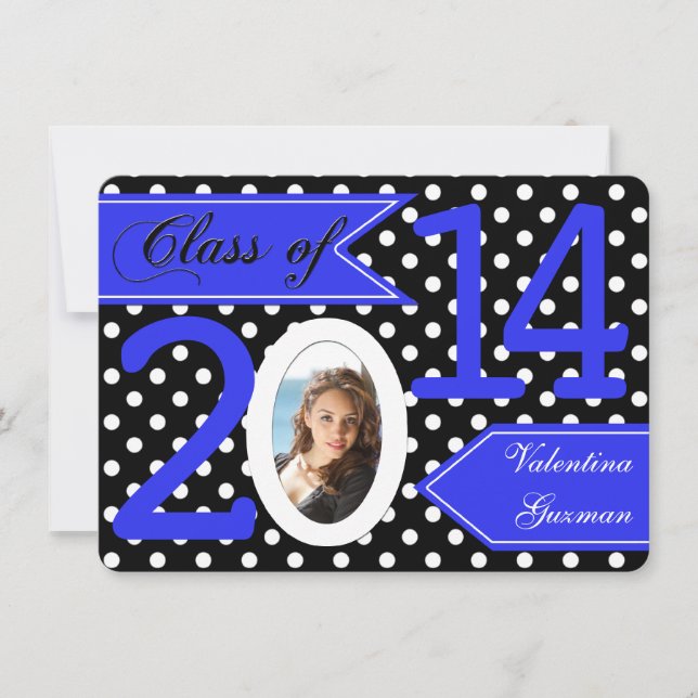 Noir Blanc Polka Point Photo Invitation (Devant)