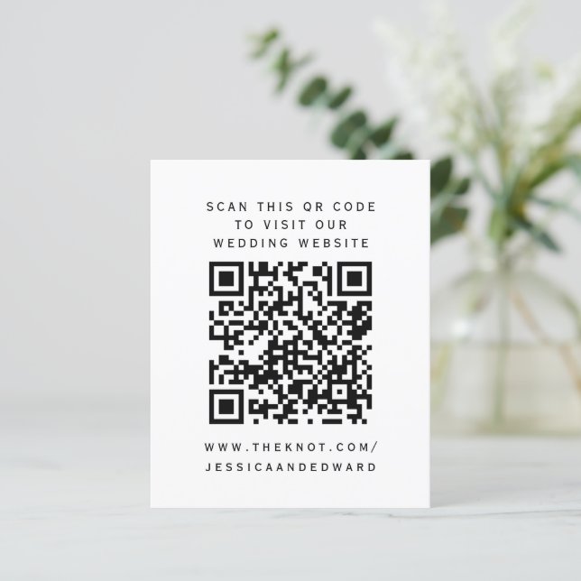 Noir Blanc Qr Code Scan Notre site Mariage Chic (Debout devant)