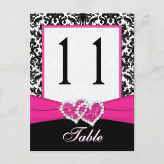 Noir, Blanc, Rose Damas Numéro de table Carte post