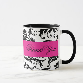 Noir, Blanc, Rose Damask Merci Mug