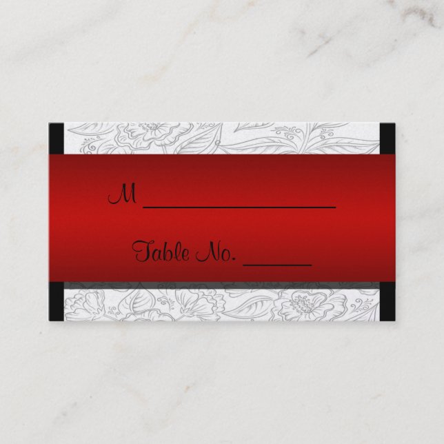 Noir Blanc Rouge Bohême Posh Mariage Cartes de Pla (Devant)