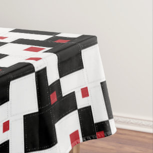 Noir Blanc Rouge Moderne Nappe Vintage