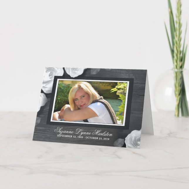 Noir Blanc Russe Roses Photo Sympathie Merci (Devant)